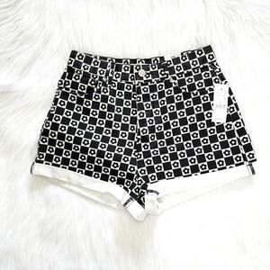PacSun Checkered Flower High Rise Rolled Shorts